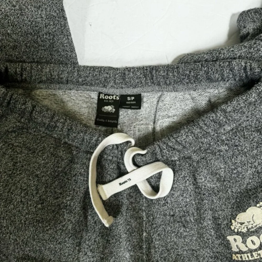 Roots Cotton Salt & Pepper Back Logo Pockets Cuff Sweatpant Track Pants Joggers - Picture 4 of 16